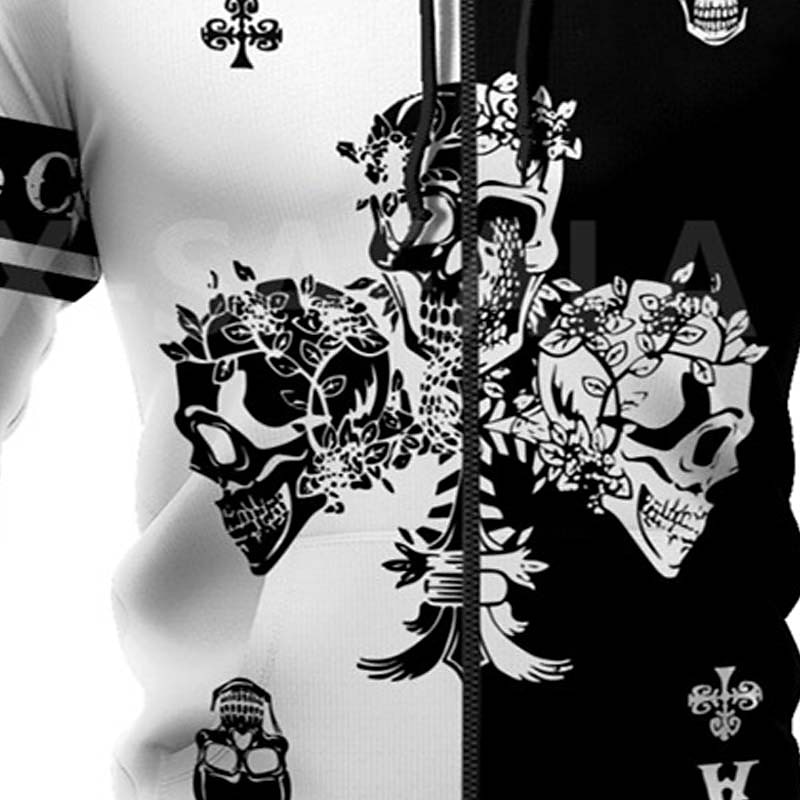 Men's Color Block Skull Graphic Prints Poker Hoodie Hoodies Sweatshirt Designer Sportswear Long Sleeve Hooded Casual Daily Sports Black And White Black Zipper Fall Spring &  Fall Designer2