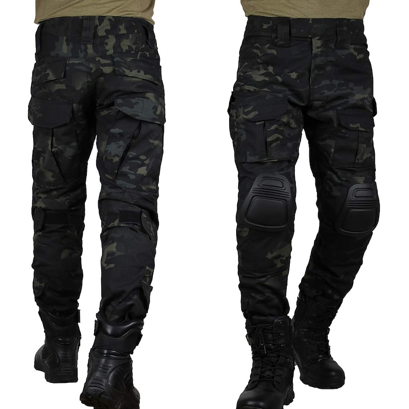 Men's Camouflage Hunting Pants Tactical Pants with Knee Pads Ripstop Windproof Breathable Multi-Pockets Winter Autumn Camo Cotton Bottoms for Hunting Military Training Jungle Python Desert Python CP4