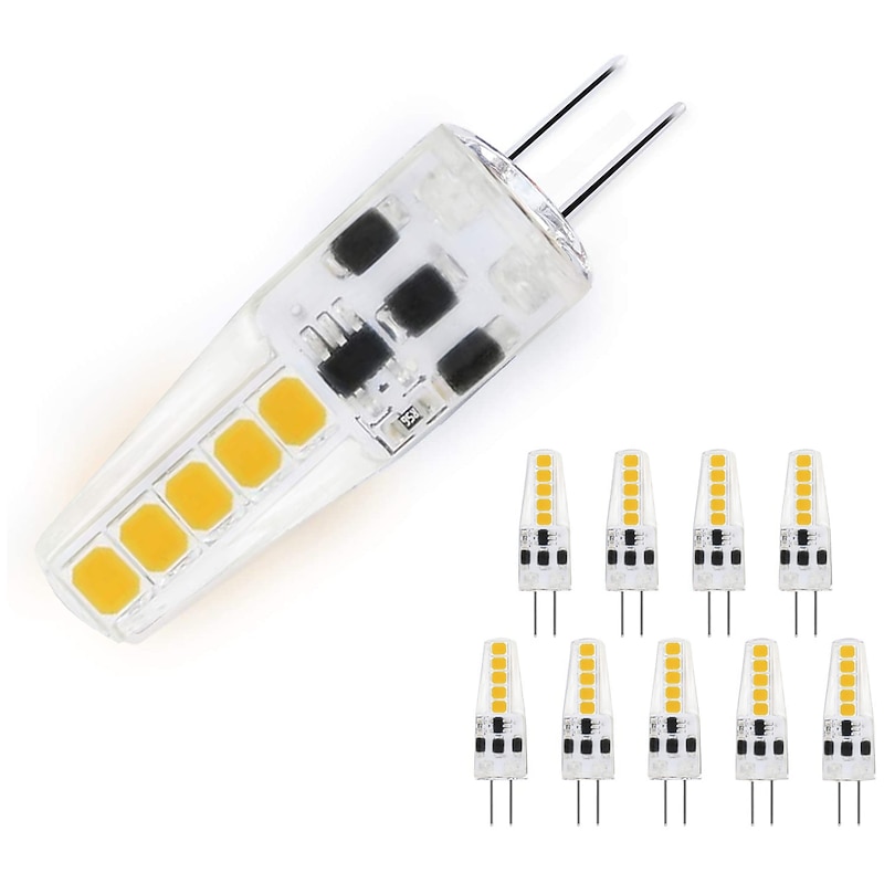 10PCS G4 LED Bulb Non-Dimmable AC220V G4 Bi-Pin Light Bulb 1.5W (20W Halogen Bulb Replacement) Warm White and White Two Color Temperature