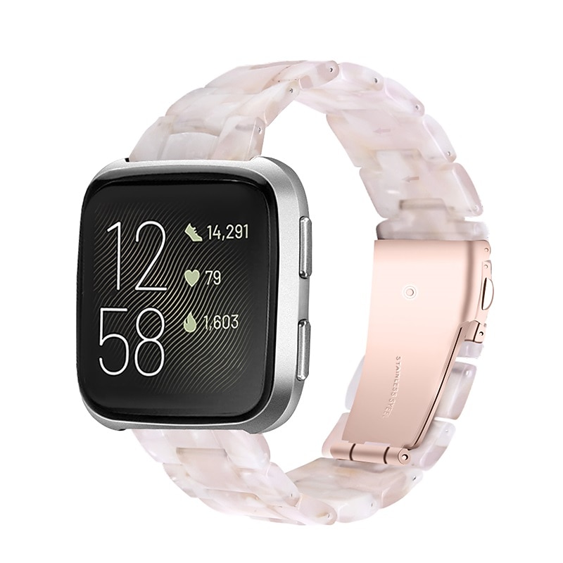 Watch Band for Fitbit Versa 2 / Versa Lite / Versa SE / Versa Resin Replacement  Strap Women Metal Clasp Stainless Steel Buckle Link Bracelet Wristband