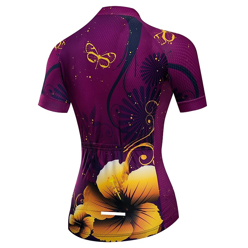 Women's Cycling Jersey Graphic Floral Botanical Funny Short Sleeve Bike Jersey Top with 3 Rear Pockets Mountain Bike MTB Road Bike Cycling Fast Dry Quick Dry Soft Reflective Strips Sports Purple2