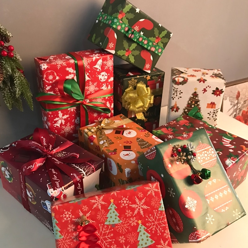 10 Pieces 75X51cm Christmas Gift Box Wrapping Paper Wedding Green Decoration Gift Wrap Artware Kraft Packing Paper Birthday Origami Paper3
