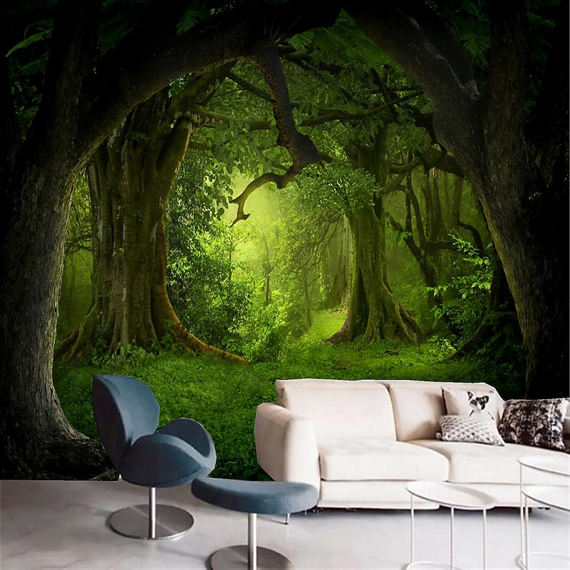 Cool Wallpapers Nature Forest Wallpaper Wall Mural Wall Sticker Covering Print Peel and Stick Removable Self Adhesive Secret Forest PVC / Vinyl Home Decor4