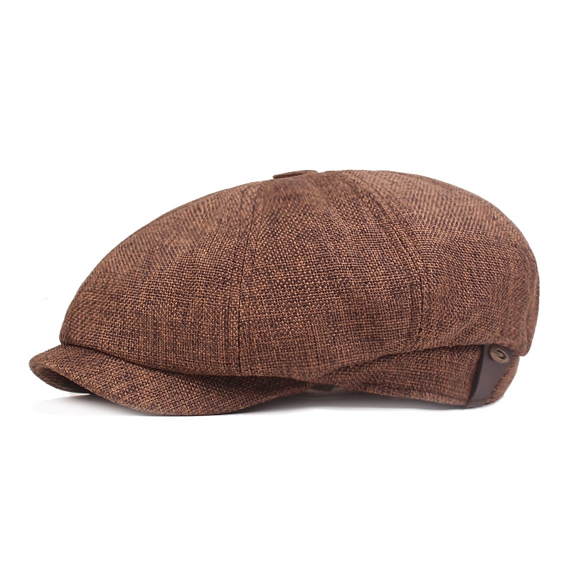 Men's Beret Hat Newsboy Cap Black khaki Linen 1920s Fashion Retro Formal Office Daily Solid / Plain Color Casual3