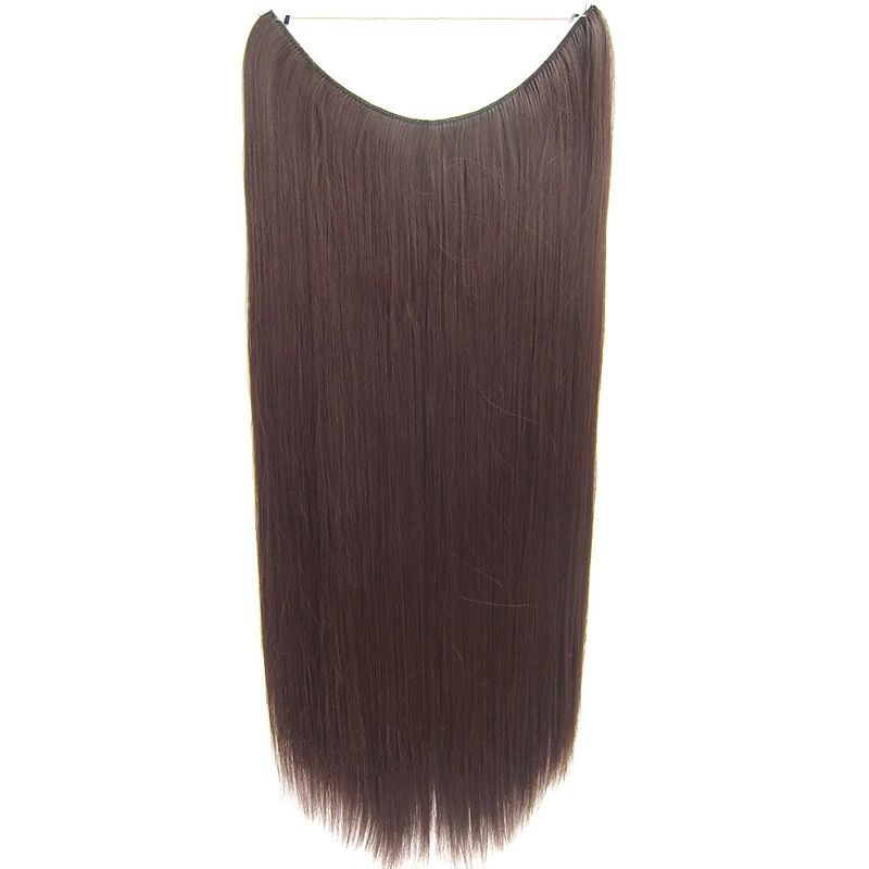 24inch 50grams 100grams Synthetic Hair Extension Gradual Color Brown Gray Blonde String Halo Hairpieces Extensions2