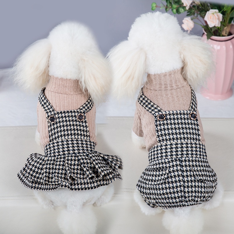 Dog Cat Dress Pants Fashion Cute Winter Breathable Soft Washable Comfortable Outdoor Casual Daily Dog Clothing for Bichon Frise Pomeranian Baby Pet Papillon Small