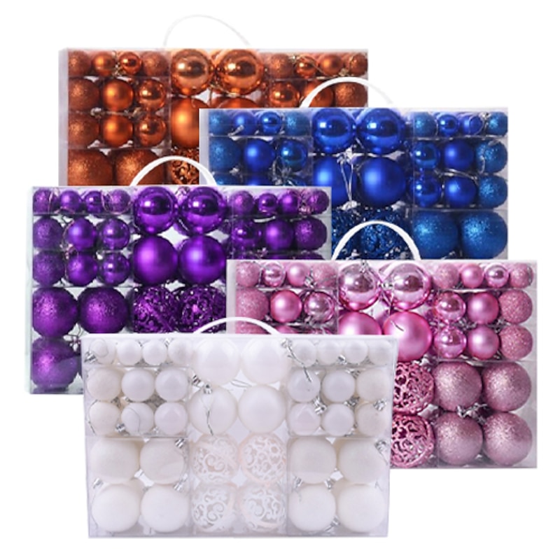 100pcs Christmas Baubles Ball Ornaments Xmas Decoration, 3-6cm Shatterproof Hanging Balls for Christmas Tree, Wedding, Party and Holiday