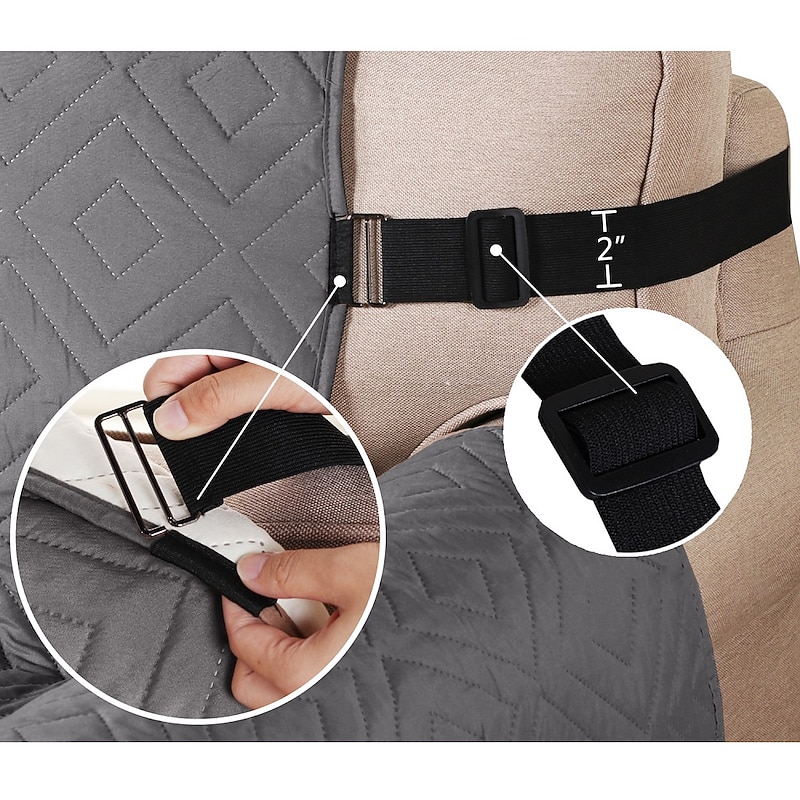 Quilted Reversible Couch Cover, Burgundy Waterproof Slipcover Furniture Protector, Washable Couch Cover with Non Slip Foam and Elastic Straps for Kids, Dogs, Pets3