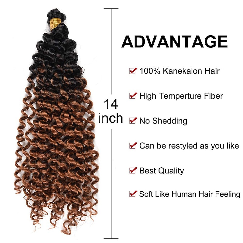 Crochet Curly Hair Water Wave Crochet Hair Curly Braiding Hair Curly Crochet Hair For Black Women Marlybob Crochet Hair 14 Inch  14inch 3packs4