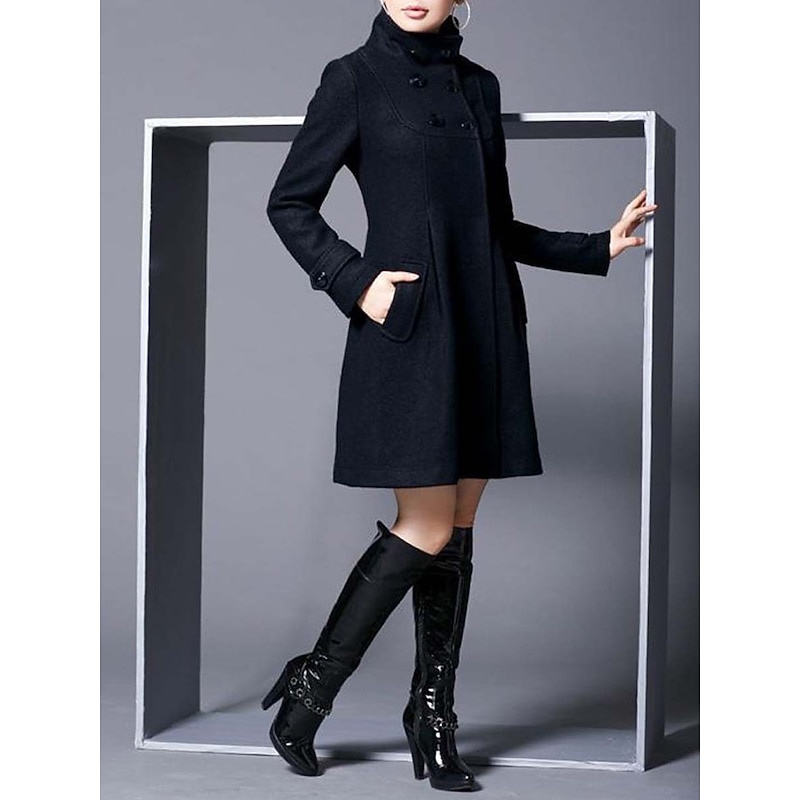 Women's Coat Cloak / Capes Winter Coat Long Overcoat Windproof Warm Pea Coat with Pockets Fall Trench Coat Casual Jacket Long Sleeve Green Black Dark Gray3