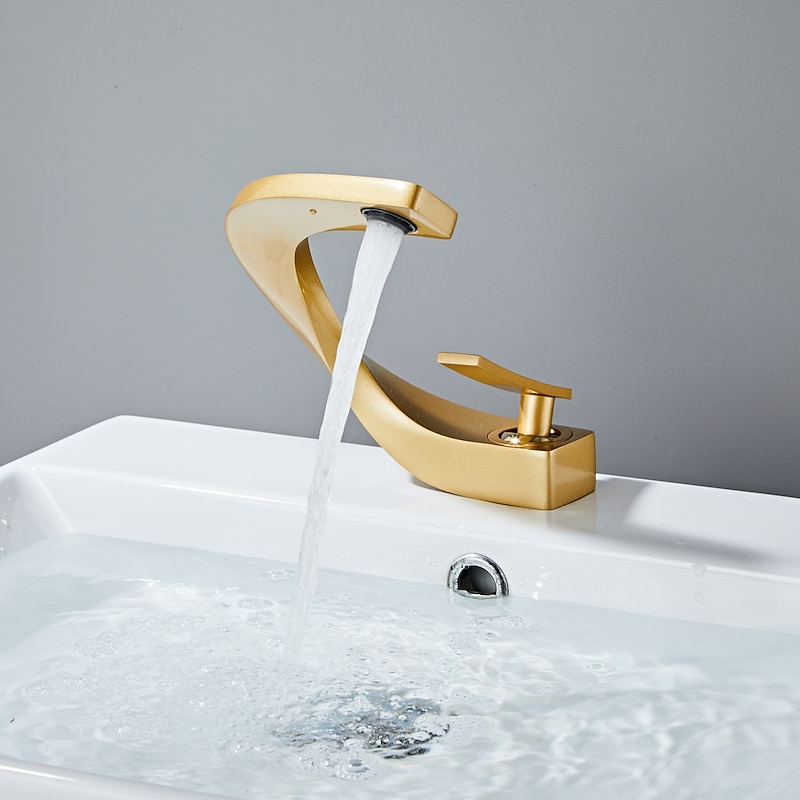 Bathroom Sink Mixer Faucet, Mono Wash Basin Single Handle Basin Taps Washroom, Monobloc Vessel Water Brass Tap Deck Mounted with Hot and Cold Hose2