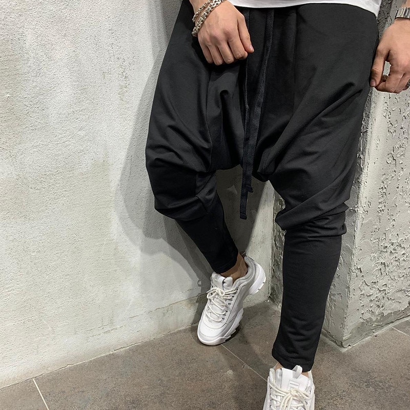 Men's Harem Joggers Trousers Casual Pants Drawstring Elastic Waist Baggy Solid Color Breathable Lightweight Full Length Casual Daily Streetwear Casual Hip-Hop Black White Micro-elastic4