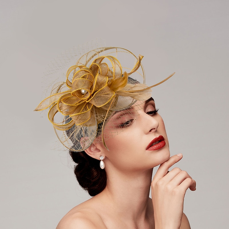 Feathers / Net Fascinators Kentucky Derby Hat/ Headpiece with Feather / Cap / Flower 1 PC Wedding / Horse Race / Ladies Day Headpiece4