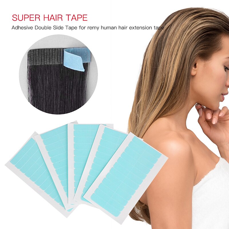60pcs Double-sided Tape Glue Super Hair Glue for Tape Hair Extension Lace Wig Toupee  Wig Tape Hair Lace Front Tape Glue 4cm*0.8cm