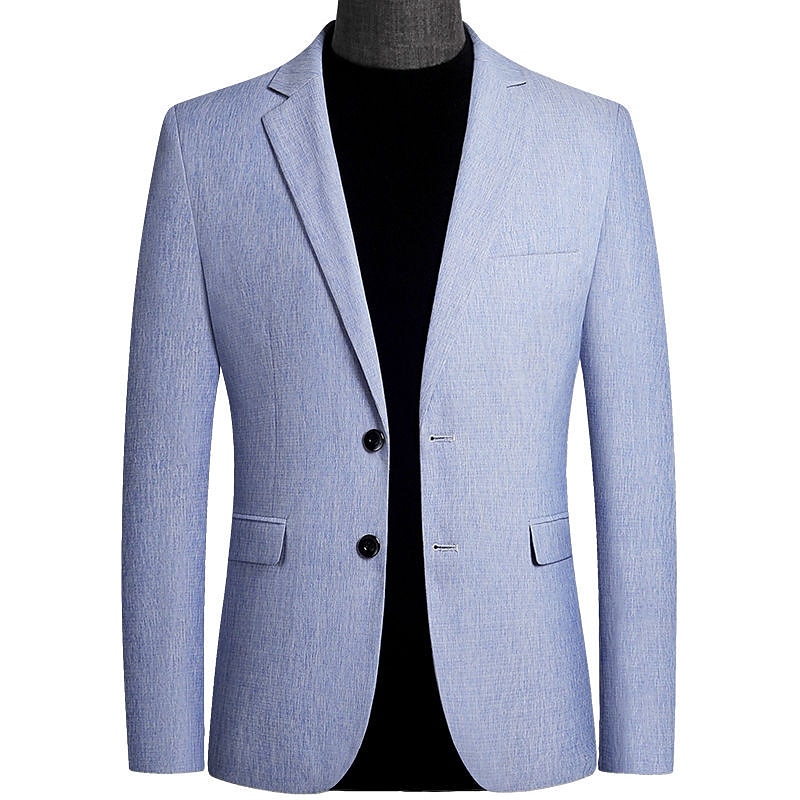 Men's Blazer Business Attire Classic & Timeless Spring Fall Standard (Pleated) Blazer Blue Beige Gray - Main Image