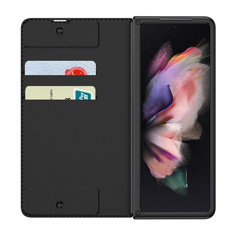Phone Case For Samsung Galaxy Z Fold 5 Z Fold 4 Z Fold 3 Full Body Case Card Holder Dustproof Double Sided Solid Colored PU Leather4