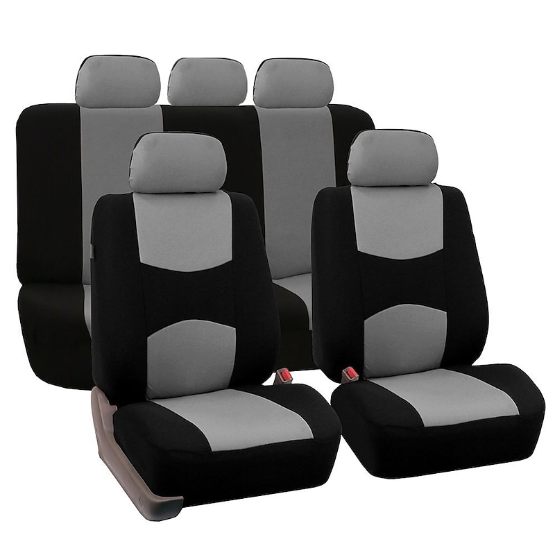 Car Seat Covers Full Set, Front and Rear Split Bench Seat Protectors, Two-Tone Accent, Universal Fit, 5 Passenger4