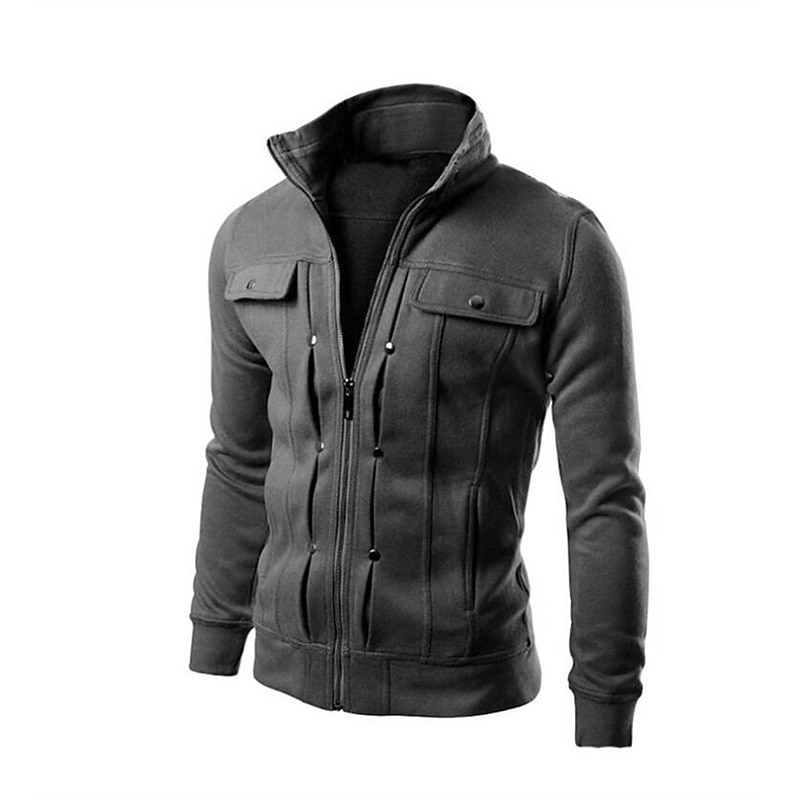 Men's Winter Jacket Winter Coat Causal Daily Windproof Lightweight Pocket Modern Style Fall Winter Solid Color Sports Casual Turndown Regular Regular Fit Black White Light Grey Dark Gray Coffee Jacket3
