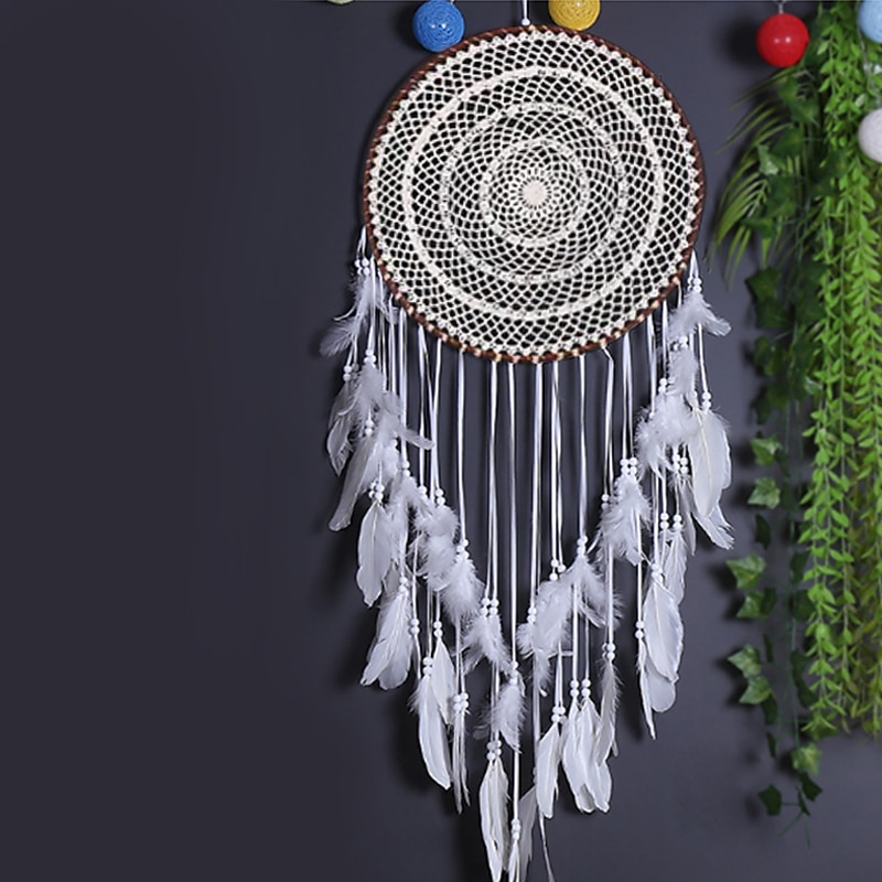 Dream Catcher Handmade Gift Hook Flower Dreamcatcher Feather Pendant Wall Hanging Decor Art Boho Style 40*120cm4