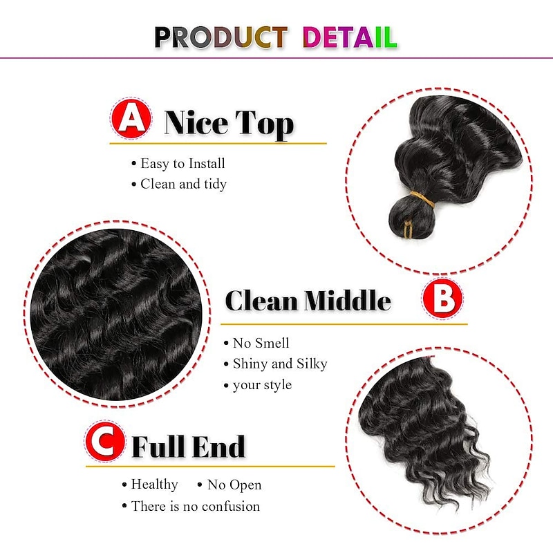22 Inch Ocean Wave Crochet Hair 3 packs Wave Deep Twist Braiding Hair Deep Ripple Crochet Synthetic Braids Hair Extension  22inch 3packs4
