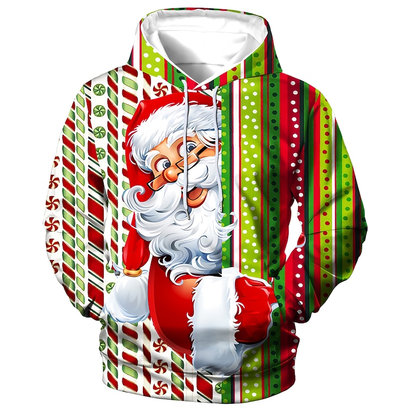 Christmas Men's Santa Claus 3D Hoodies Unisex Pullover Custom Print Black White Yellow Red Hooded Santa Claus Graphic Prints Print Daily Sports 3D Print Designer Casual Big and Tall Spring &  Fall4