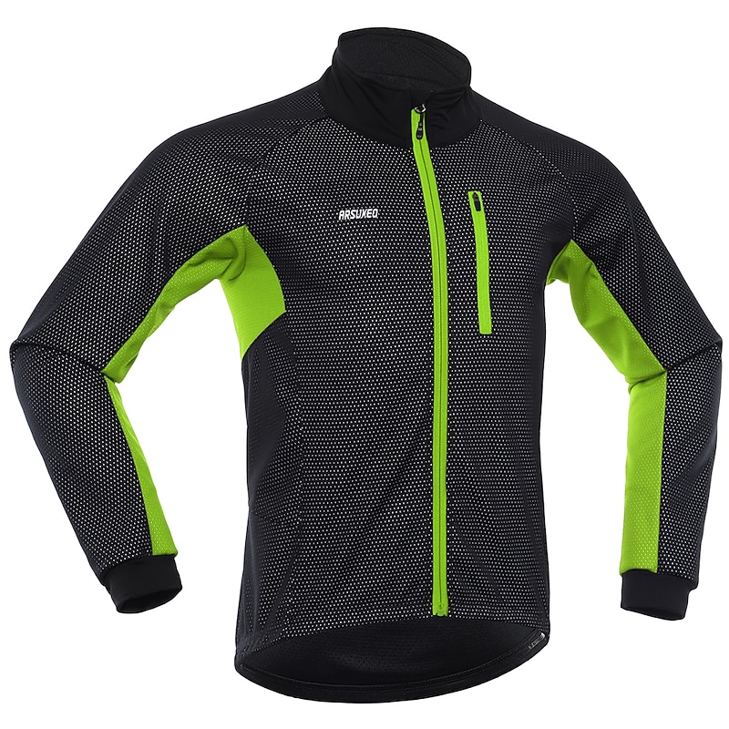 Men's Cycling Jacket Winter Thermal Warm Waterproof Windproof Cycling Bike Jacket Windbreaker Mountain Bike MTB Road Bike Cycling City Bike Cycling Black Green Bike Wear3