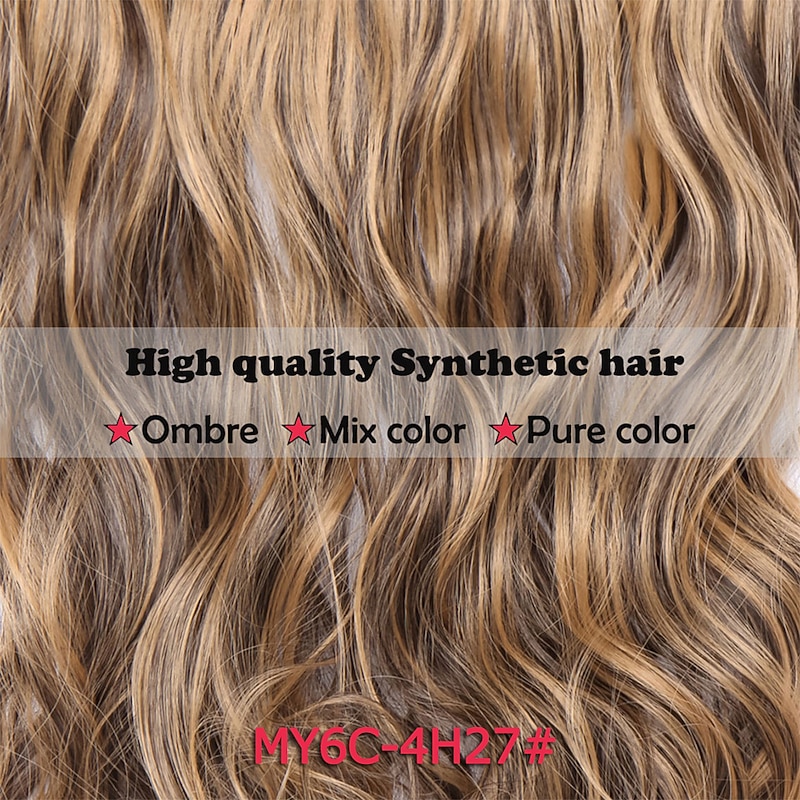Clip In Hair Extension 20Inch 16 Clips Long Synthetic Hair Heat Resistant Hairpiece Natural Wavy Ombre Hair Piece 6Pcs/Set3