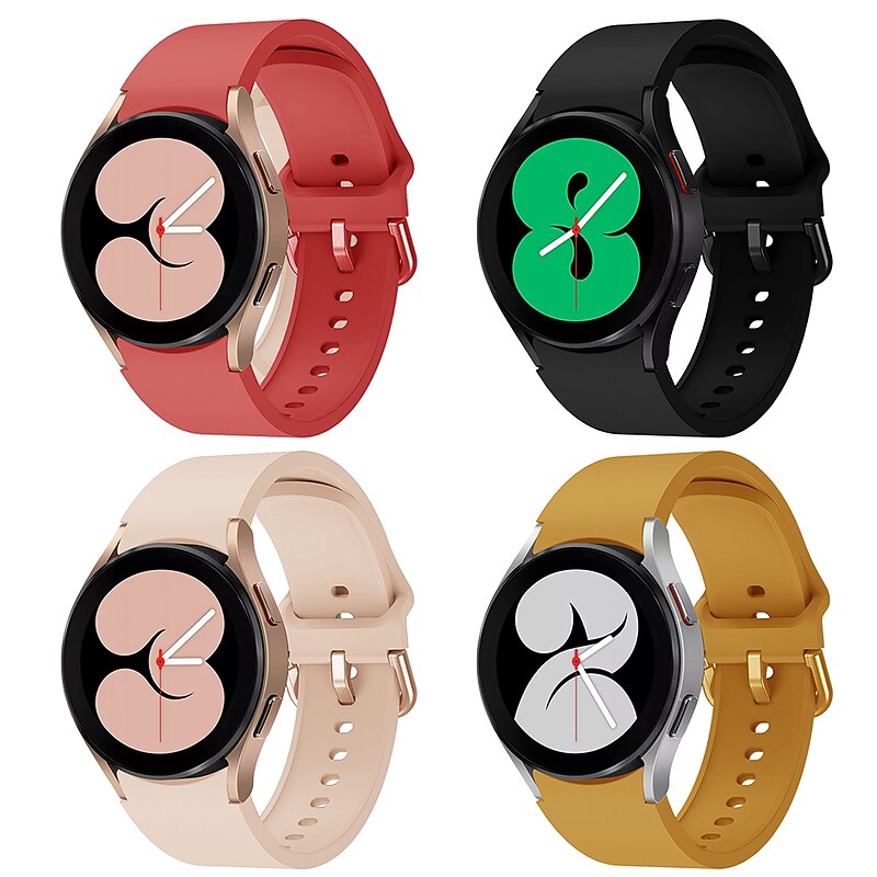 4 Pack Watch Band for Samsung Galaxy Watch 5 Pro 45mm Watch 5 40/44mm Watch 4 Classic 42/46mm Watch 4 40/44mm Silicone Replacement  Strap Elastic Breathable Sport Band Wristband