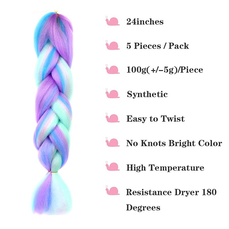 5PCS 4 Colors Mix Braiding Hair Extensions Jumbo Hair 24 Inch Synthetic Colorful Braiding Hair Extension for Crochet Box Braids Twist Braiding Hair2