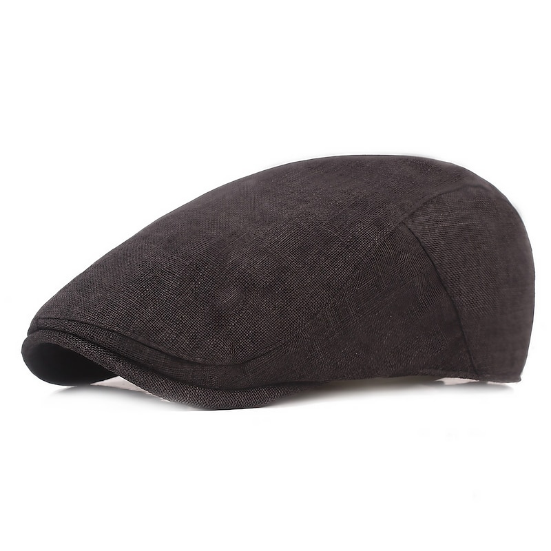 Men's Flat Cap Black Brown Cotton and Linen Streetwear Stylish 1920s Fashion Outdoor Daily Going out Plain Warm - Main Image