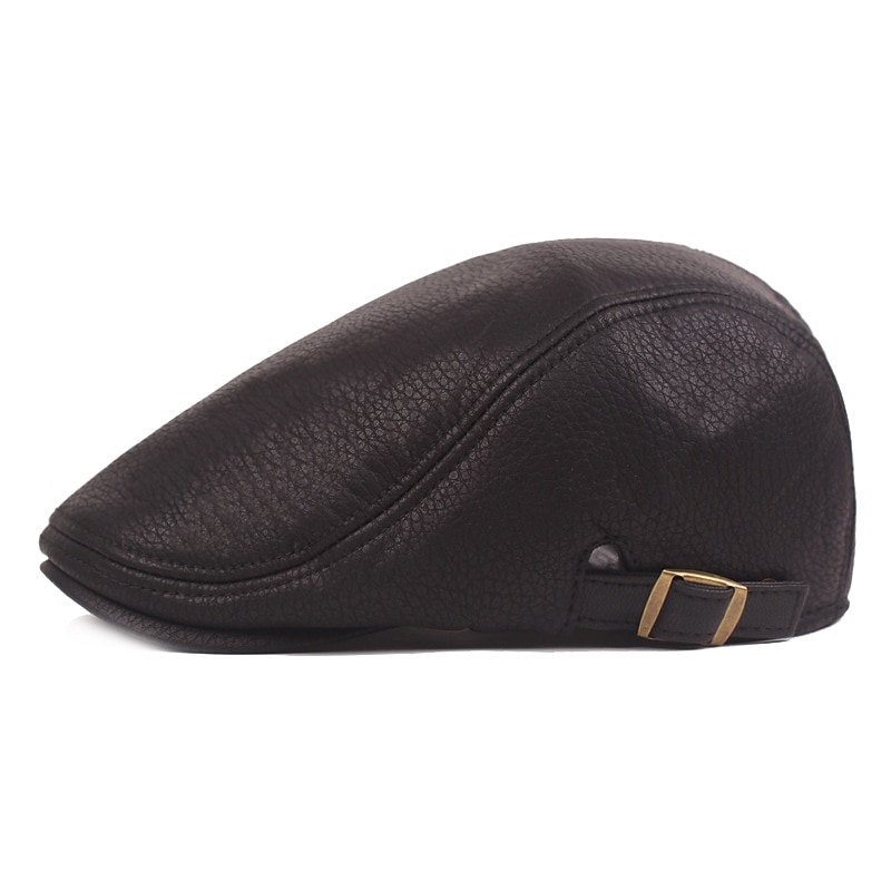 Men's Flat Cap Black Brown PU Fashion Streetwear Stylish 1920s Fashion Outdoor Daily Going out Plain Warm3