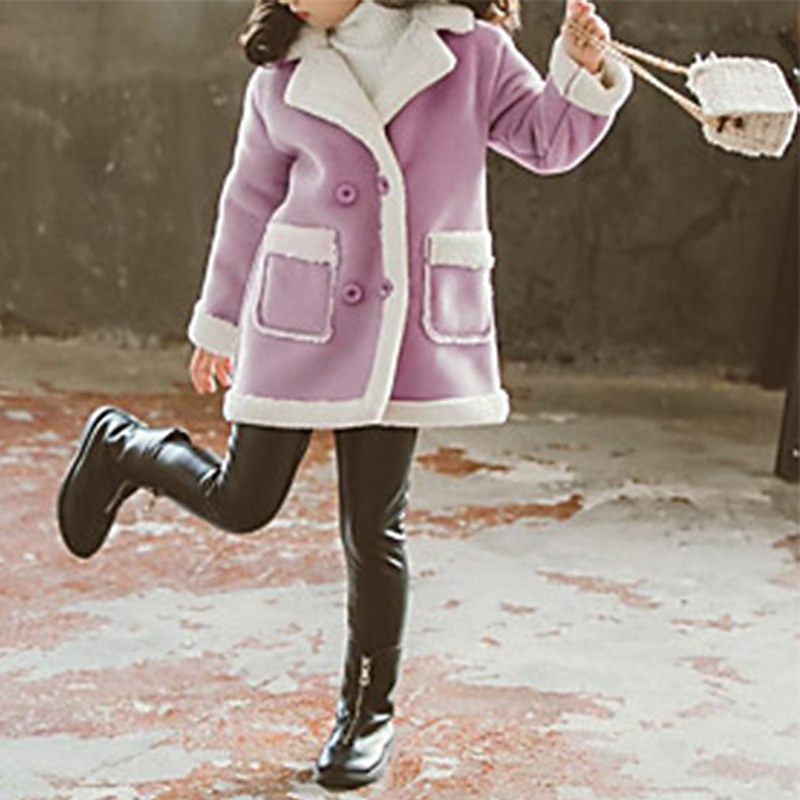 Girls' 3D Plain Coat Long Sleeve Fall Winter Cute Kids 3-13 Years School Daily4