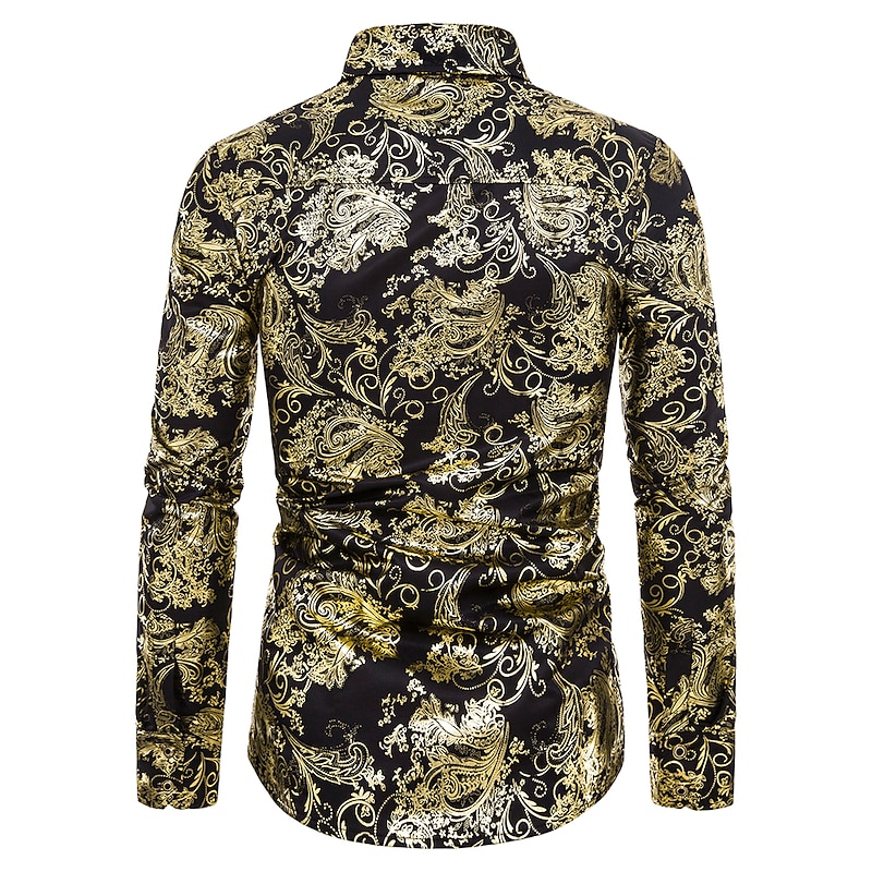 Men's Shirt Casual Shirt Prom Shirt Tuxedo Shirts Holiday Party Casual Black Blue Gold Long Sleeve Classic Collar All Seasons Clothing Apparel Color Block3