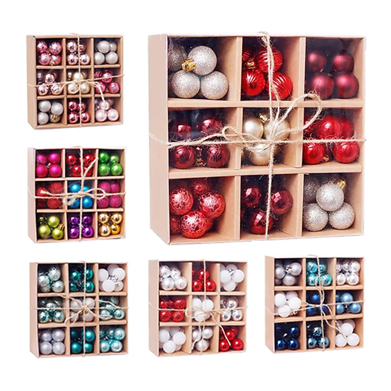 99pcs Christmas Baubles Ball Ornaments 3cm Xmas Decoration, Shatterproof Hanging Decorations for Christmas Tree, Holiday, Party and Gift