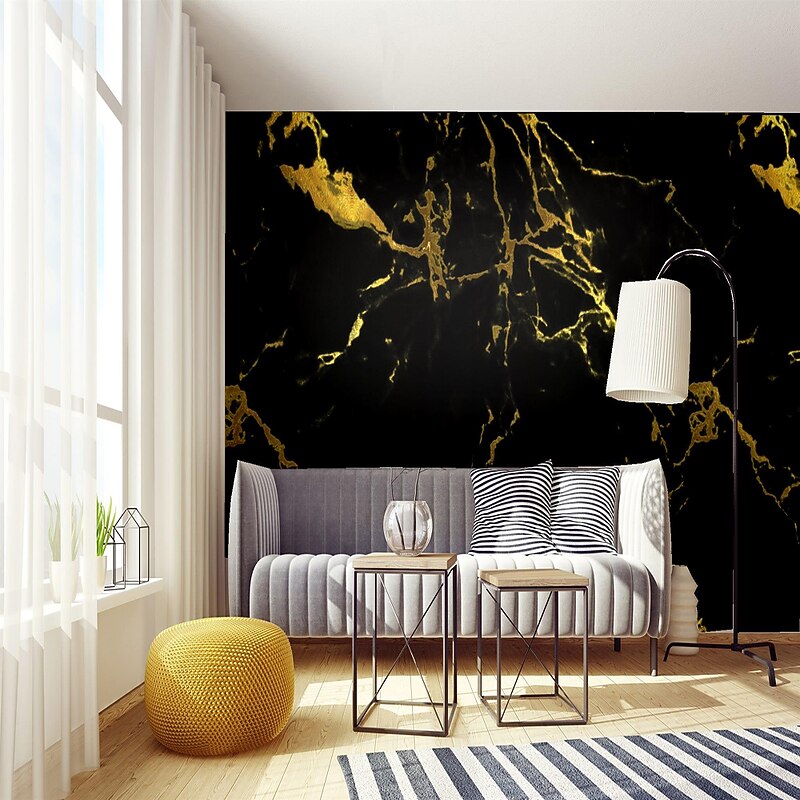 Mural Wallpaper Wall Sticker Covering Print  Peel and Stick  Removable Self Adhesive Black Gold Marble Pattern  PVC / Vinyl Home Decor3