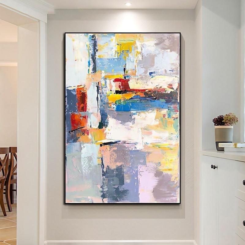 Oil Painting Handmade Hand Painted Wall Art Best Art Blue Yellow Pink Abstract Home Decoration Decor Rolled Canvas No Frame Unstretched