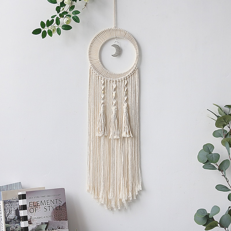 Nordic hand woven cotton thread wall decoration tapestry half moon dream catcher bedroom decoration gift giver creative gift4