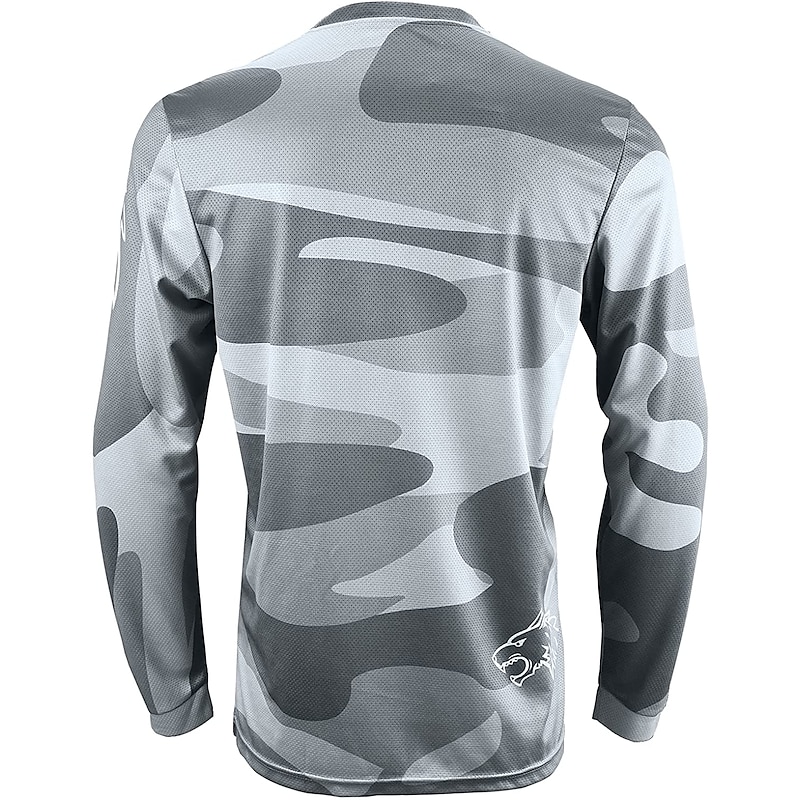 Men's Downhill Jersey Long Sleeve Mountain Bike MTB Road Bike Cycling Black Yellow Blue Wolf Camo / Camouflage Bike Jersey Breathable Quick Dry Polyester Spandex Sports Wolf Camo / Camouflage3