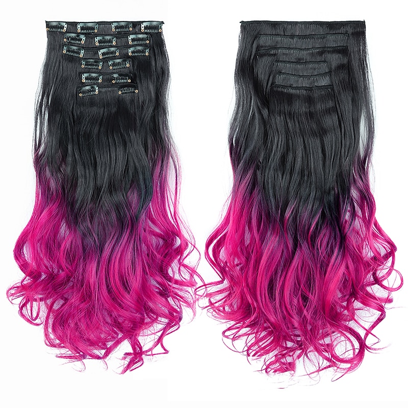 Synthetic Hair Curly Clip In Wig Extension 16 Clips In Hair Extension Hair Pieces Fake Hair Extension Synthetic 49 Colors3