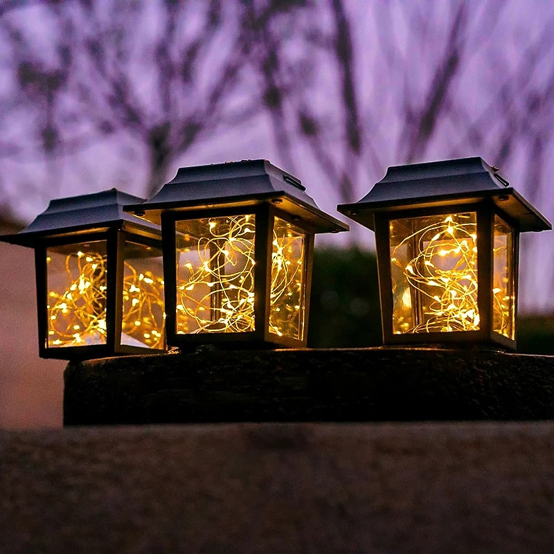 Lights Solar Outdoor 1PC Lights Lantern Waterproof Hanging Solar Lantern RGB/Warm White 30LEDs Night Light String for Garden Patio Christmas Holiday Party Decoration3