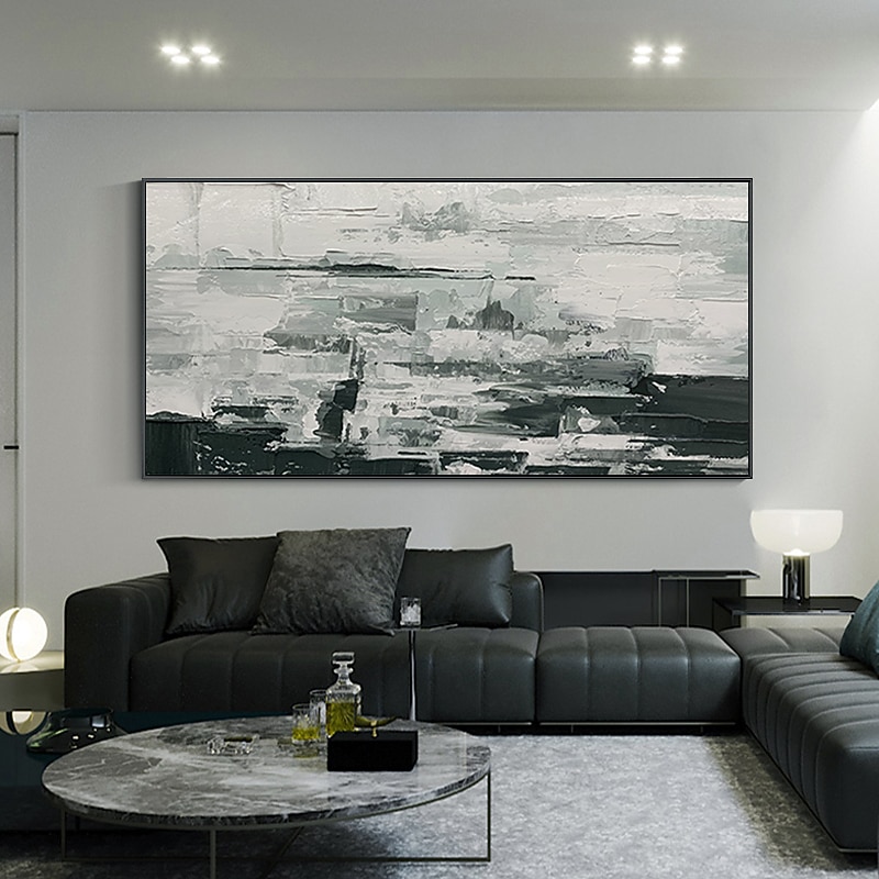Oil Painting Handmade Hand Painted Wall Art Abstract Art Black and White Luxury Home Decoration Decor Rolled Canvas No Frame Unstretched