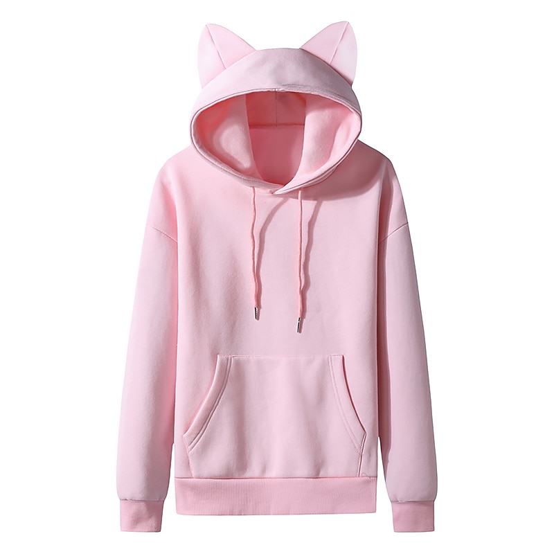 Cosplay Rabbit Hoodie Back To School Cat Ear Harajuku Kawaii For Women's Adults' Back To School Hot Stamping4