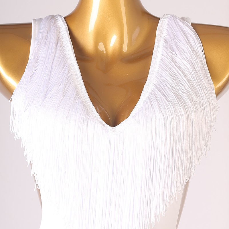 Latin Dance Dress Tassel Women's Performance Sleeveless Spandex4