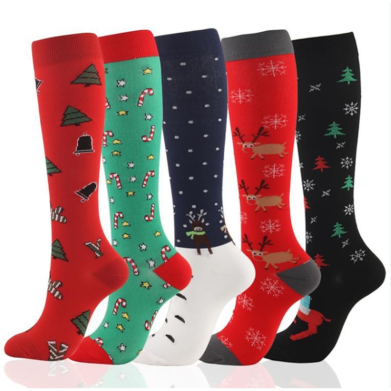 Socks Christmas Socks Funny Socks Novelty Socks 5 Pairs 6 Pairs 7 Palrs Men's Women's Sports Socks Breathable Soft Comfortable Road Bike MTB Bike Cycling4