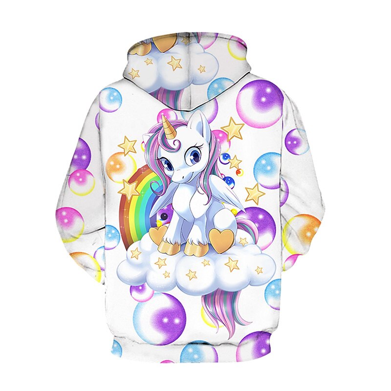 Kids Girls' Hoodie Long Sleeve White 3D Print Unicorn Animal Pocket Daily Indoor Outdoor Active Fashion Daily Sports 2-12 Years4