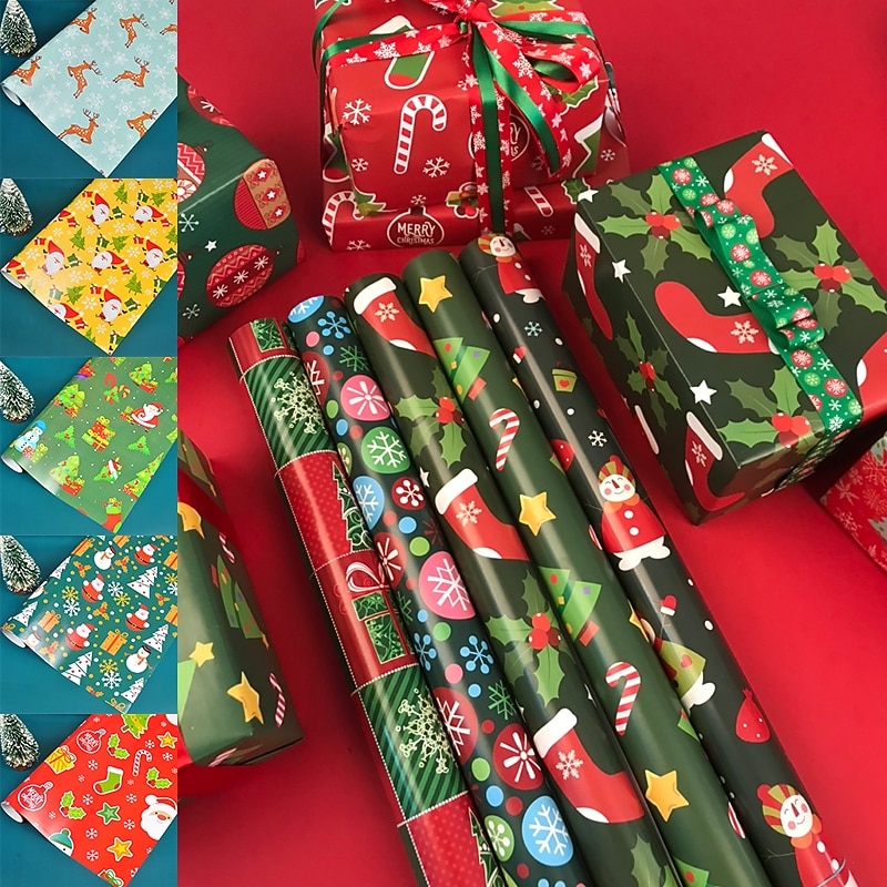 10 Pieces 75X51cm Christmas Gift Box Wrapping Paper Wedding Green Decoration Gift Wrap Artware Kraft Packing Paper Birthday Origami Paper