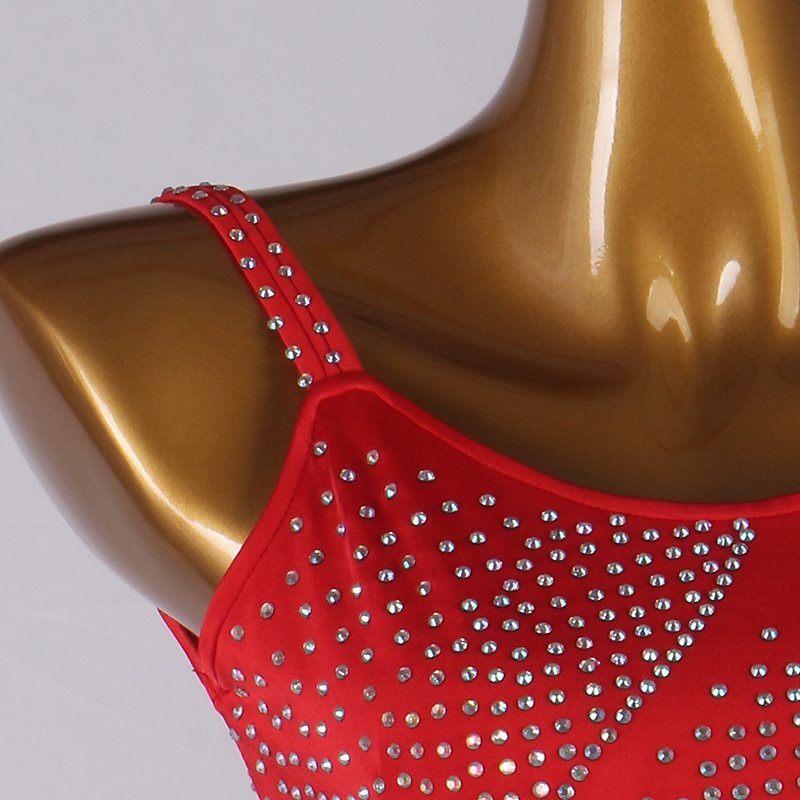Latin Dance Dress Crystals / Rhinestones Women's Performance Sleeveless Spandex3