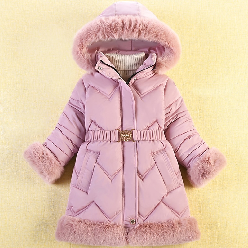 Girls' 3D Kids Puffer Jacket Plain Down Jacket Coat Puffer Jacket Long Sleeve Winter Cute Adorable Kids 3-10 Years Daily Regular Fit
