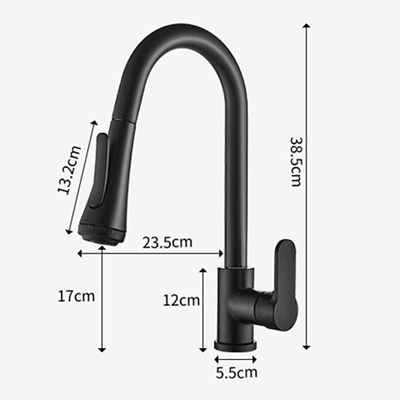 Kitchen Faucet with Sprayer,Matte Black Brass 4-Function Single Handle One Hole Button Design Pull-out / Pull-down Centerset Contemporary Kitchen Taps(with Soap Dispenser)4