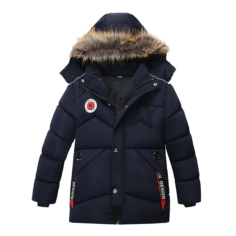 Boys' 3D Kids Puffer Jacket Plain Down Coat Jacket Puffer Jacket Long Sleeve Winter Basic Kids Daily2